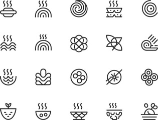 Collection of abstract symbols representing steam and heat with various designs