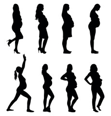 Silhouette of Pregnant Woman Set - Maternity and Motherhood Vector Collection