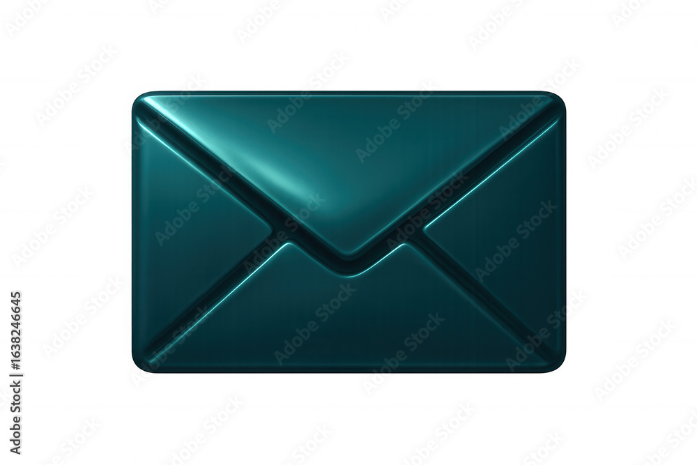 Poster closed teal envelope icon with transparent background, symbolizing digital messaging and online comm