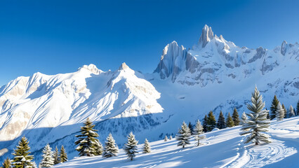 Winter Mountain View Ideal for Nature Wallpaper Background