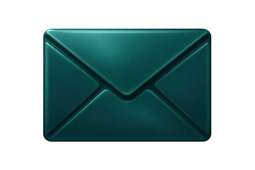 Teal glossy mail envelope icon isolated on transparent background, perfect for digital communication and messaging visuals
