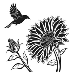 black and white flower vector