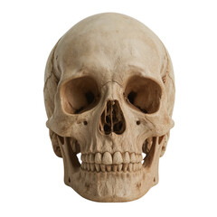 Fototapeta premium Realistic human skull front view isolated on transparent background