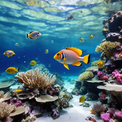 Obraz premium Explore stunning coral reefs with vibrant tropical fish underwater world