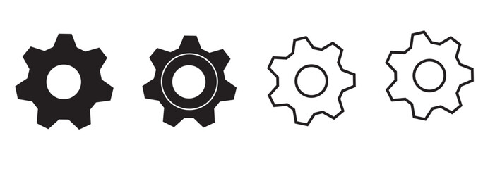 Gears icons vector pack.Settings gear icon Thin line illustration set vector