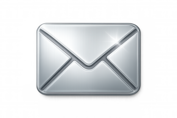 Silver email icon shining on a transparent background, perfect for communication and messaging visuals
