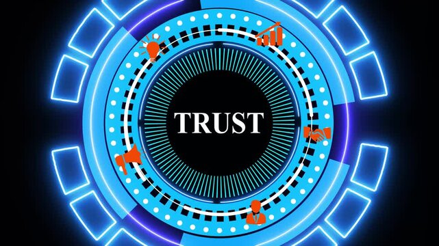 Businessman pressing a Business Trust concept button on a clear projection screen. A versatile set of vintage round rubber stamp icons and web design vector elements for business sale banners