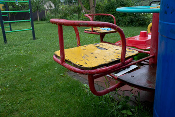 Colorful carousel for children in playground.