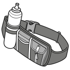 Gray running belt with water bottle hydration sports accessory
