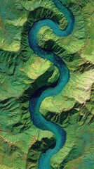 Obraz premium Winding River Through Verdant Landscape