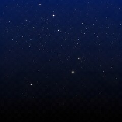 Luminous cumulus clouds floating in a dark deep navy blue night sky. A serene and majestic painted skyscape illustration with copy space.