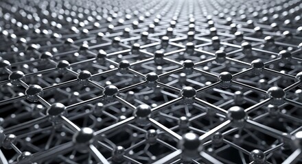 Fototapeta premium Metallic Molecular Structure with Spheres and Lines in a Grid Pattern network science