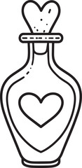 Vintage Love Potion Bottle Silhouette in Black | Magical Elixir Illustration