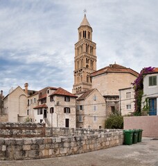 Scenic view of Diocletian's Palace bell tower in Split, Croatia.