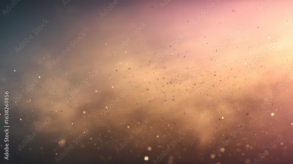 Poster floating dust particles in soft light background with colors