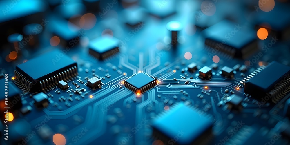 Poster abstract close-up of futuristic computer circuit board