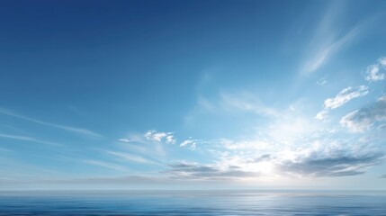 Obraz premium Serene Blue Sky Over Clear Horizon and Tranquil Ocean Waters