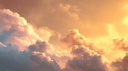Majestic Sunrise Over Soft Clouds with Warm Light Tones