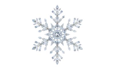 Luxury diamond snowflake isolated on the transparent background  winter jewelry design, crystal ornament, frozen symmetry, elegant decoration, sparkling holiday element