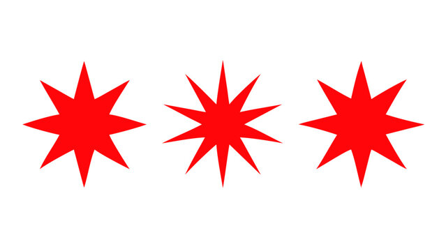 Red stars chicago flag eight pointed star design illustration graphic symbol patriotism municipal emblem design