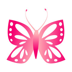 A stylized butterfly vector illustration with a pink gradient, featuring intricate cutout wing patterns