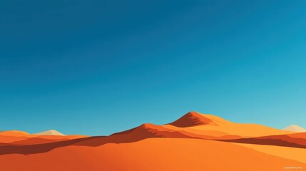 Naklejka premium Minimalist Desert Landscape with Clean Sky and Warm Tones