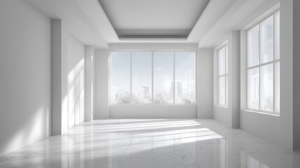 Spacious Minimalist Room With Natural Light and Bright White Walls