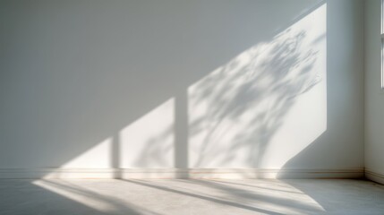 Fototapeta premium Minimalist Interior with Soft Natural Light and Wall Shadows