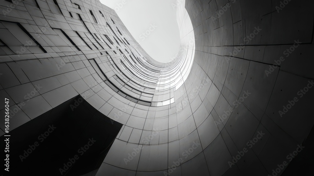 Poster modern minimalist architecture with curved lines and sleek tones