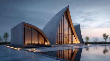 Fototapeta premium Modern Minimalist Church Design with Unique Architectural Features