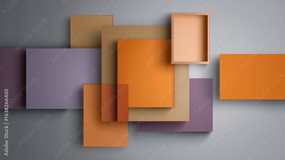Poster modern minimalist background with floating colored panels in harmony