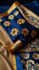 Dress material and golden embroideey