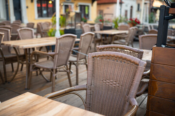 cafe terrace with tables and chairs