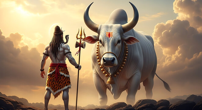 Lord Shiva and Nandi: A Divine and Powerful Portrait of the Hindu Deity