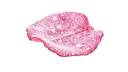 Fototapeta premium Pink rose petal with dew drops isolated on the transparent background for nature, beauty, and wellness concepts