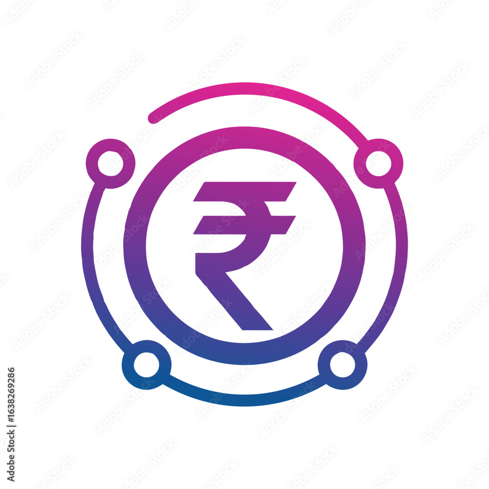 Poster rupee symbol digital network connection gradient vector