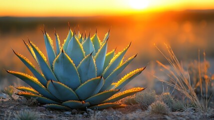 Agave plant at sunset