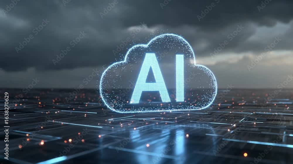 Poster ai cloud: a captivating visual of a cloud-shaped graphic, adorned with the initials ai, sits atop a 