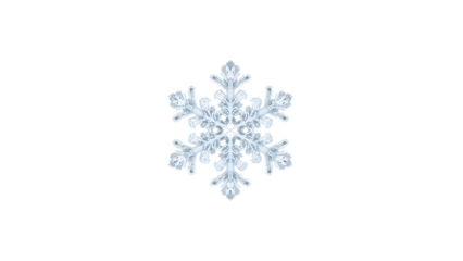 Detailed transparent snowflake isolated on the transparent background for winter, christmas, and seasonal design concepts