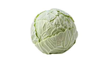 Fototapeta premium Frozen green cabbage isolated on the transparent background showing frost crystals and fresh texture for food preservation concepts