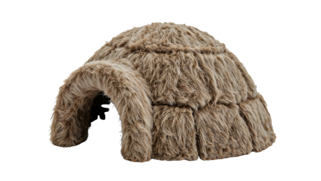 Traditional fur igloo structure isolated on the transparent background  arctic shelter, inuit architecture, winter survival, nomadic lifestyle