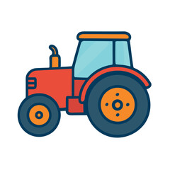 Tractor Farm Vehicle Agricultural Machinery Vector Illustration Isolated on White