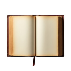 Fototapeta premium An open antique book with blank pages and a bookmark for text and design