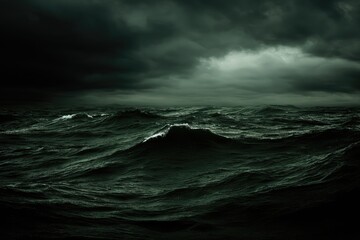 Dark, stormy sea under a menacing sky