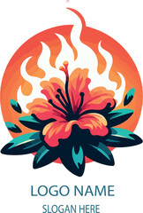 Flame azalea logo icon vector white background .