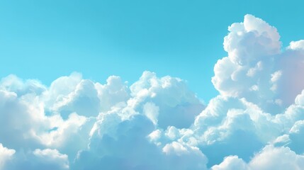 Soft Blue Sky Background with Fluffy White Clouds in Daylight