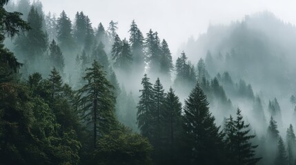 Misty Forest Landscape with Soft Focus and Minimalist Tones