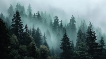 Soft Focus Image of a Misty Forest with Minimalist Tones