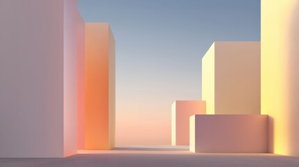 Fototapeta premium Softly Lit Minimalist Architecture with Calm Background and Colors