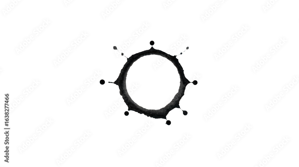 Poster circular design with protruding elements, resembling decorative frame or emblem, ideal for various c